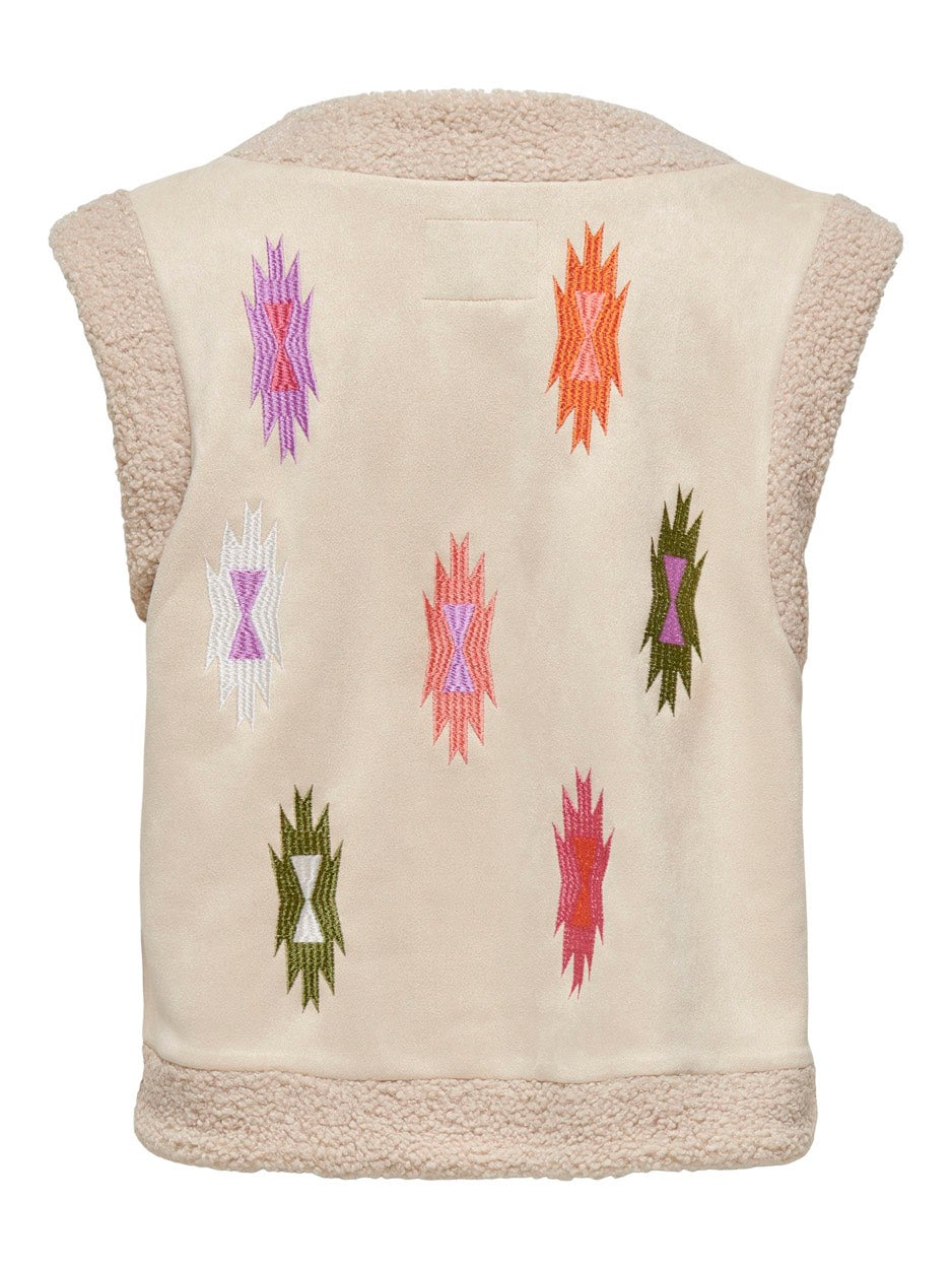 Onlfrida Aztec Emb. Waistcoat Cs Ot - Beige