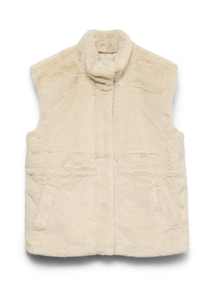 Vmsonjapoppy Faux Fur Waistcoat Ga Boo - Beige