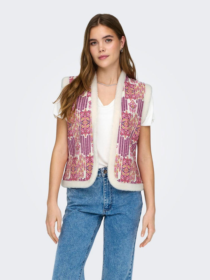 Onlnora Aztec Teddy Waistcoat Cs Ot - Roze Dessin