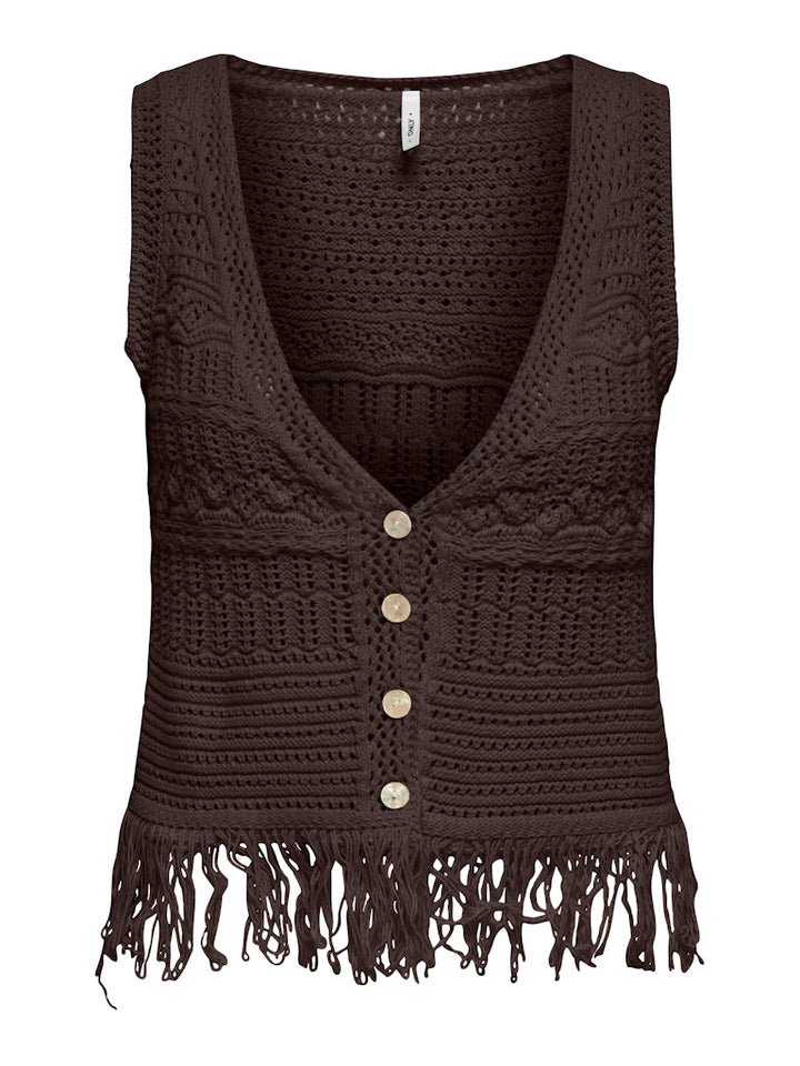 Onlalix Life Sl Fringe Waistcoat Knt - Bruin