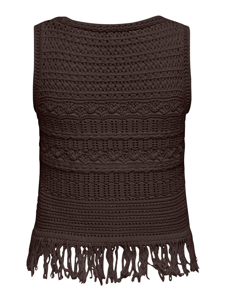 Onlalix Life Sl Fringe Waistcoat Knt - Bruin