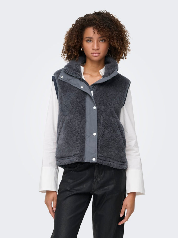 Onlbari Life Teddy Waistcoat Bf Otw - Antraciet