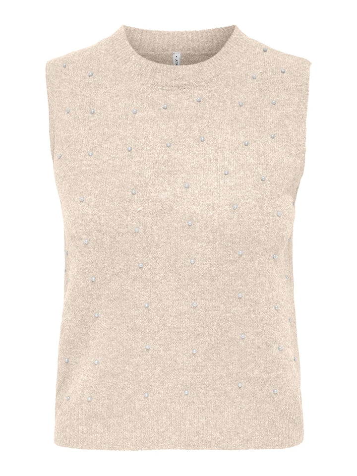 Onlrenata Sl O-neck Pearl Vest Knt - Off-white