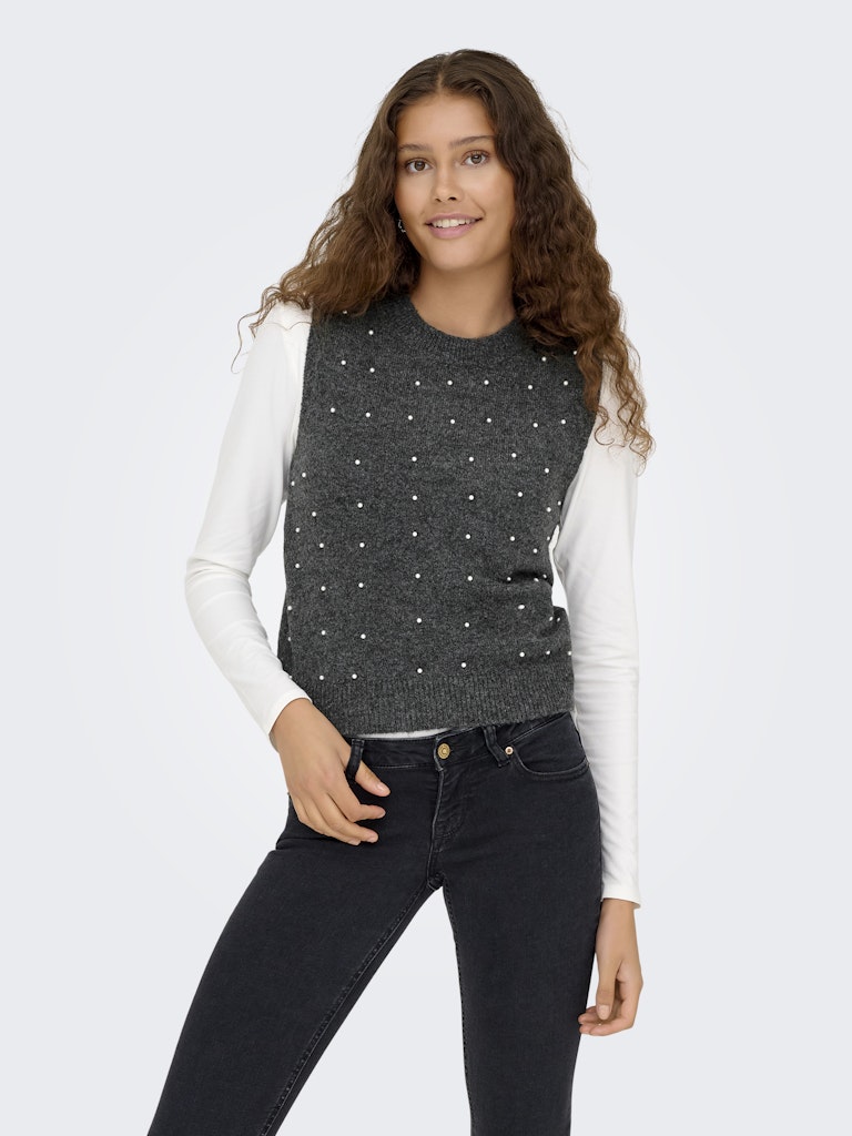 Onlrenata Sl O-neck Pearl Vest Knt - Grijs Melee