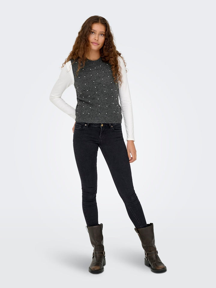 Onlrenata Sl O-neck Pearl Vest Knt - Grijs Melee