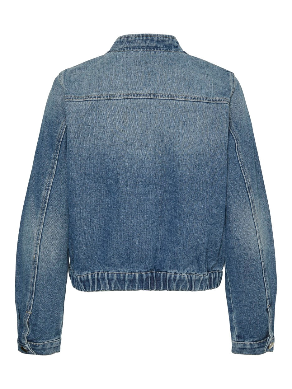 Vmmira Ls Bomber Denim Jac - Blue Denim