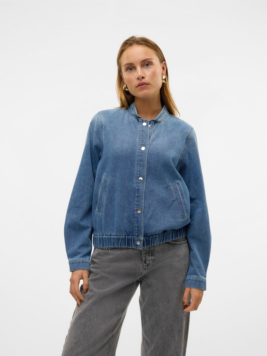 Vmmira Ls Bomber Denim Jac - Blue Denim