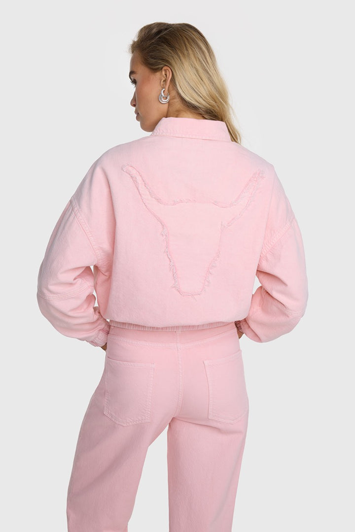 Linnen Look Jacket - Licht Roze