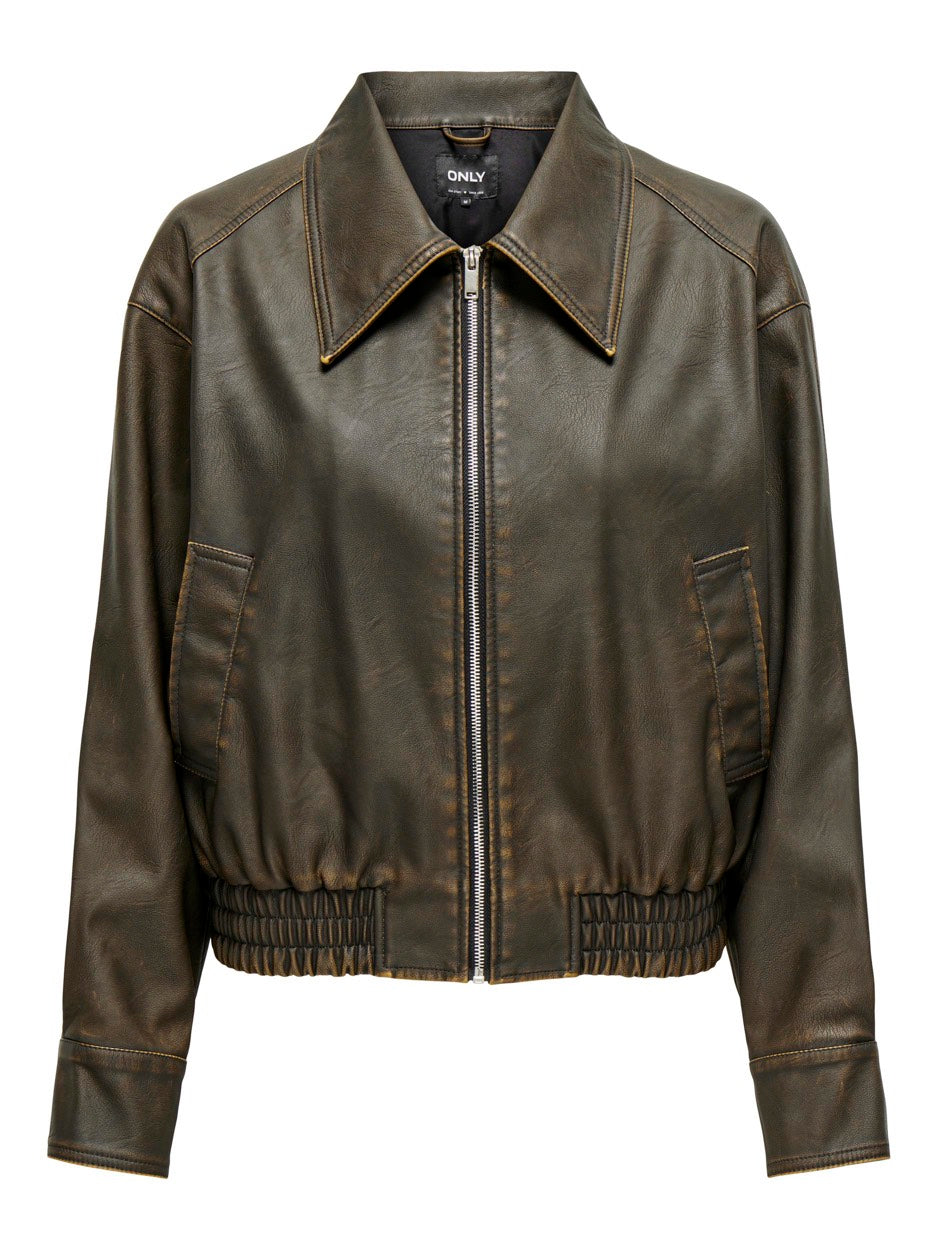 Onlmindy Faux Leather Bomber Fw Otw - Bruin