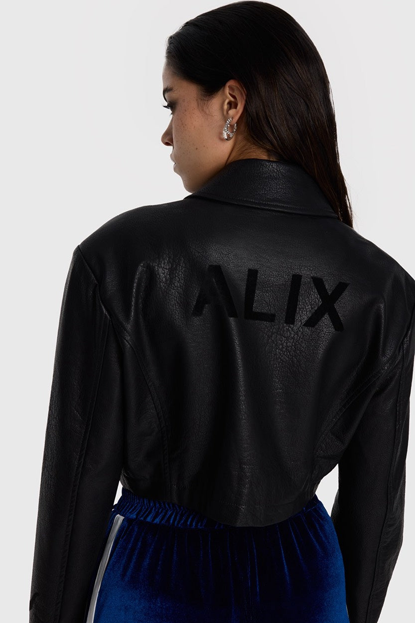 Faux Leather Blouse - Zwart