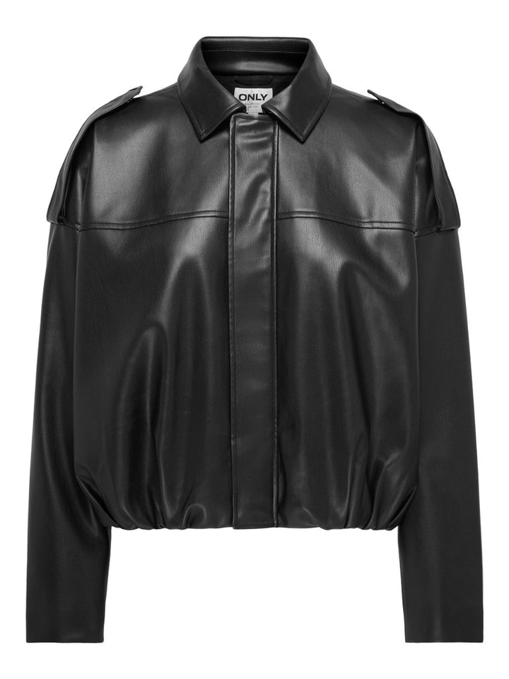 Onlmoon-neli L/s Faux Leather Bomber Pnt - Zwart