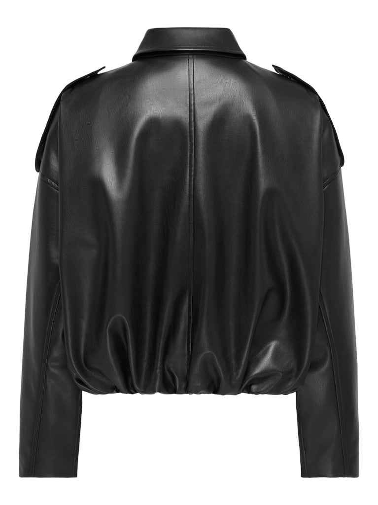 Onlmoon-neli L/s Faux Leather Bomber Pnt - Zwart