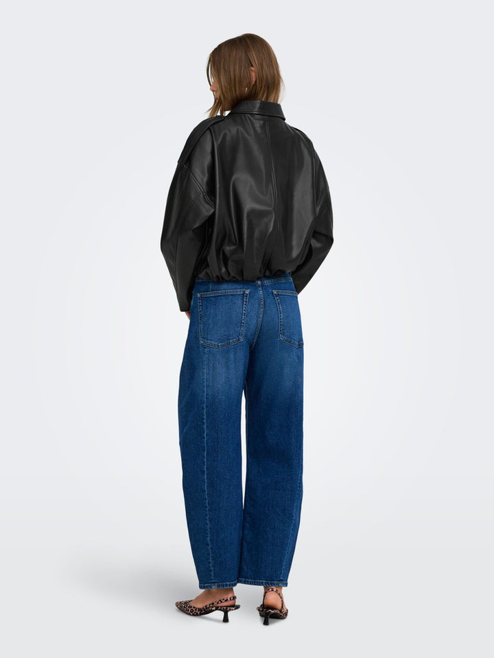 Onlmoon-neli L/s Faux Leather Bomber Pnt - Zwart