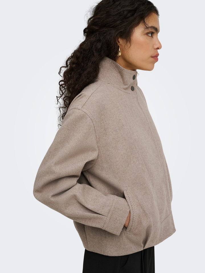 Onlasta High Collar Bomber Jacket Otw - Zand