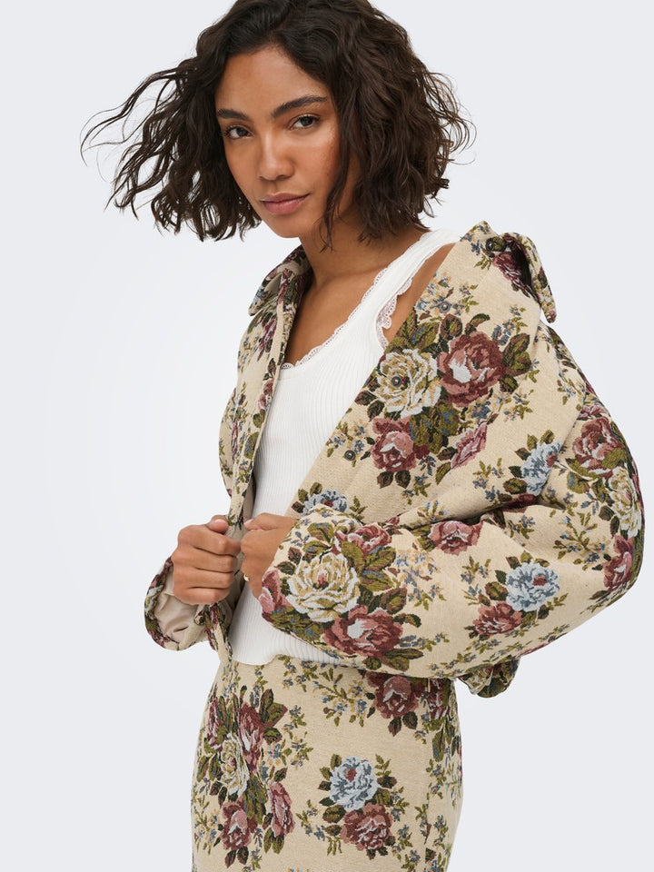 Jdyflola L/s Jacquard Jacket Wvn - Zand Dessin