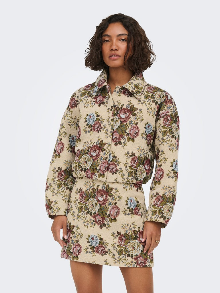 Jdyflola L/s Jacquard Jacket Wvn - Zand Dessin