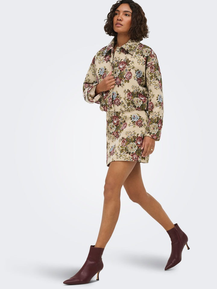 Jdyflola L/s Jacquard Jacket Wvn - Zand Dessin