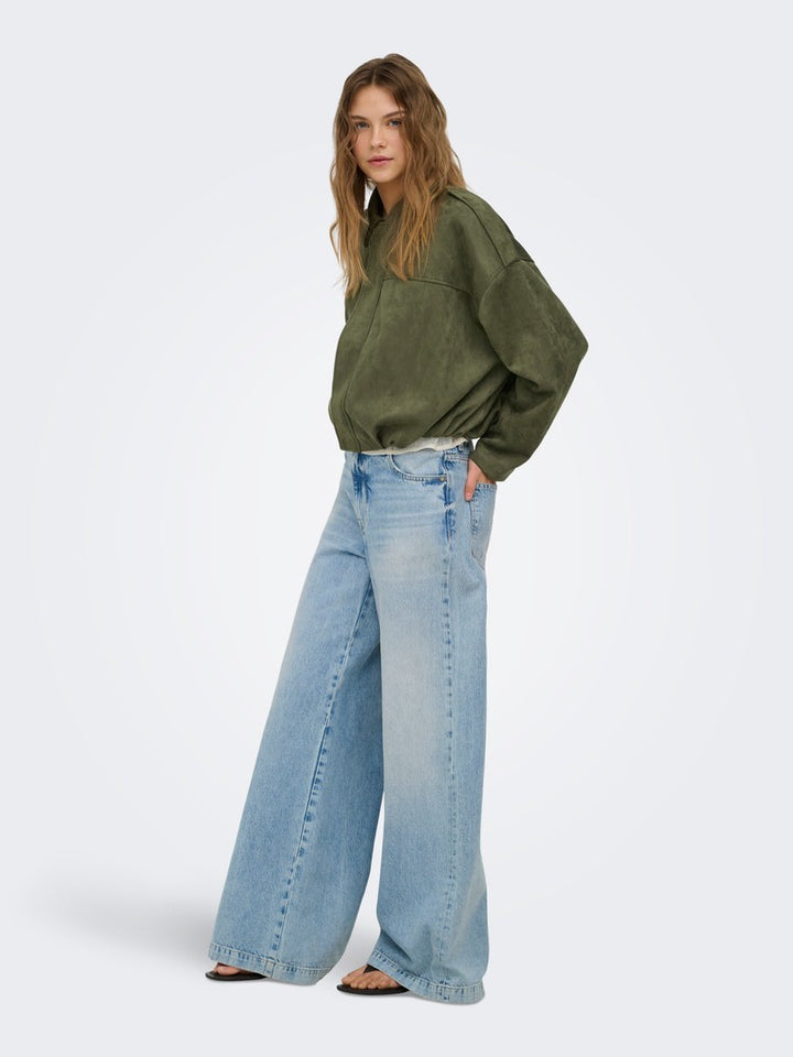 Onlmoon Stina Faux Suede Bomber Pnt Noos - Groen