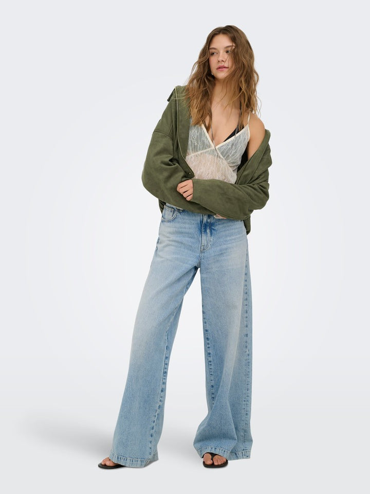 Onlmoon Stina Faux Suede Bomber Pnt Noos - Groen