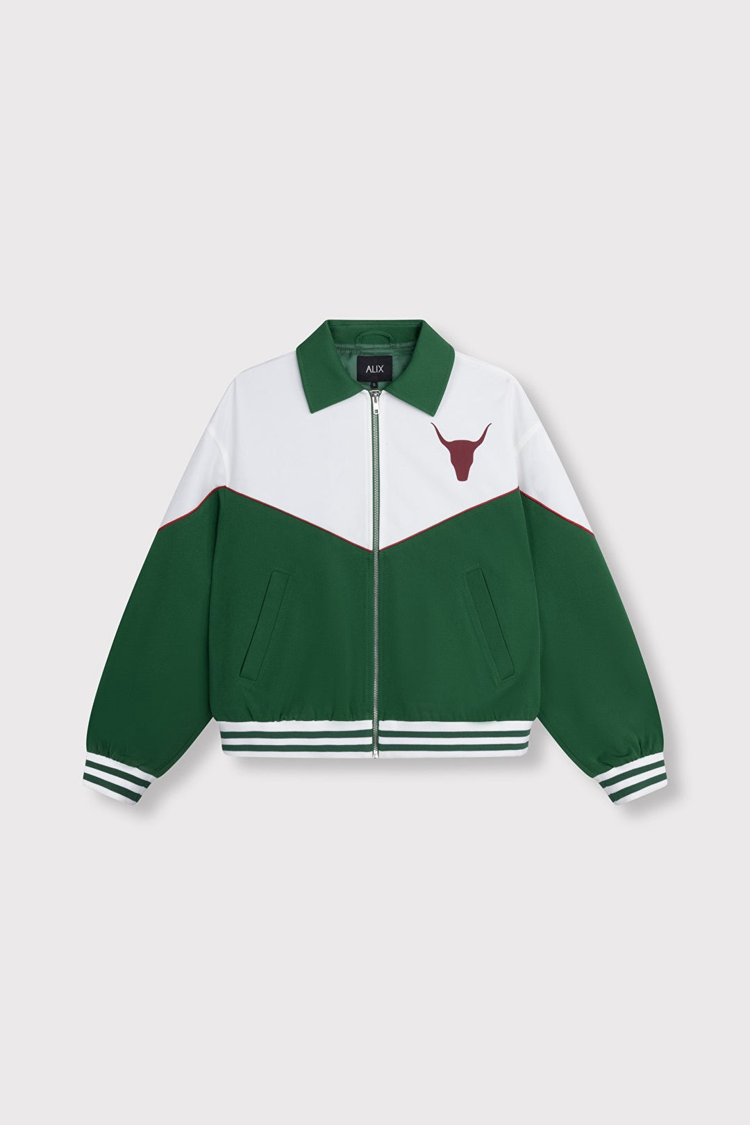 Color Blocking Bomber - Groen Dessin