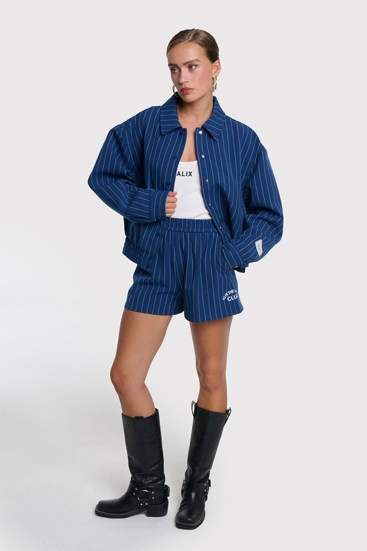 Clean Striped Bomber - Blauw Dessin