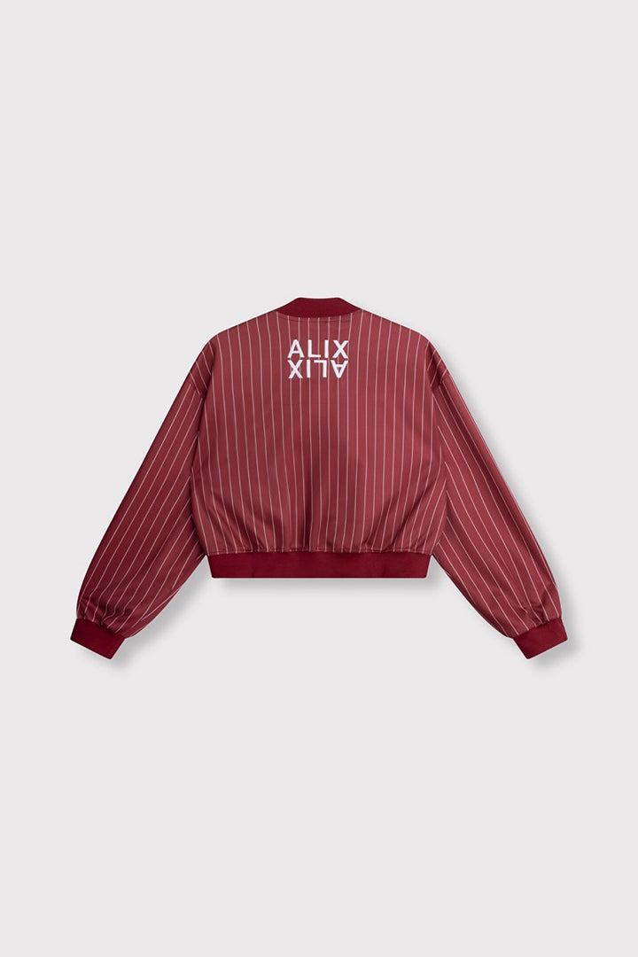 Pinstripe Cropped Training Jacket - Rood Dessin