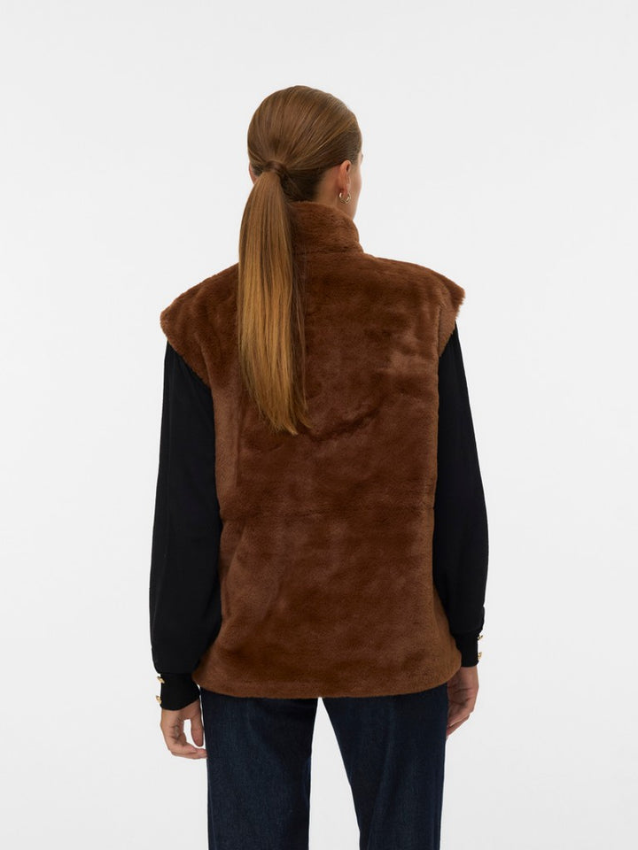 Vmjsonjapoppy Faux Fur Waiscoat - Bruin