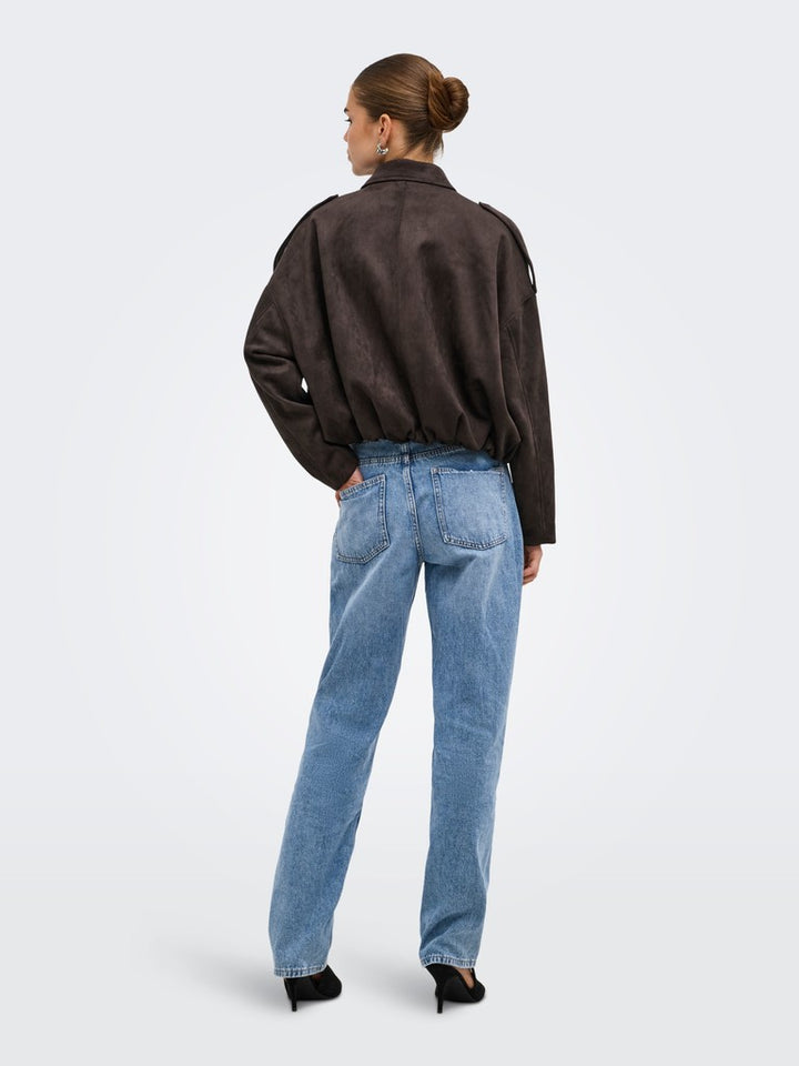 Onlmoon Stina Faux Suede Bomber Pnt Noos - Bruin