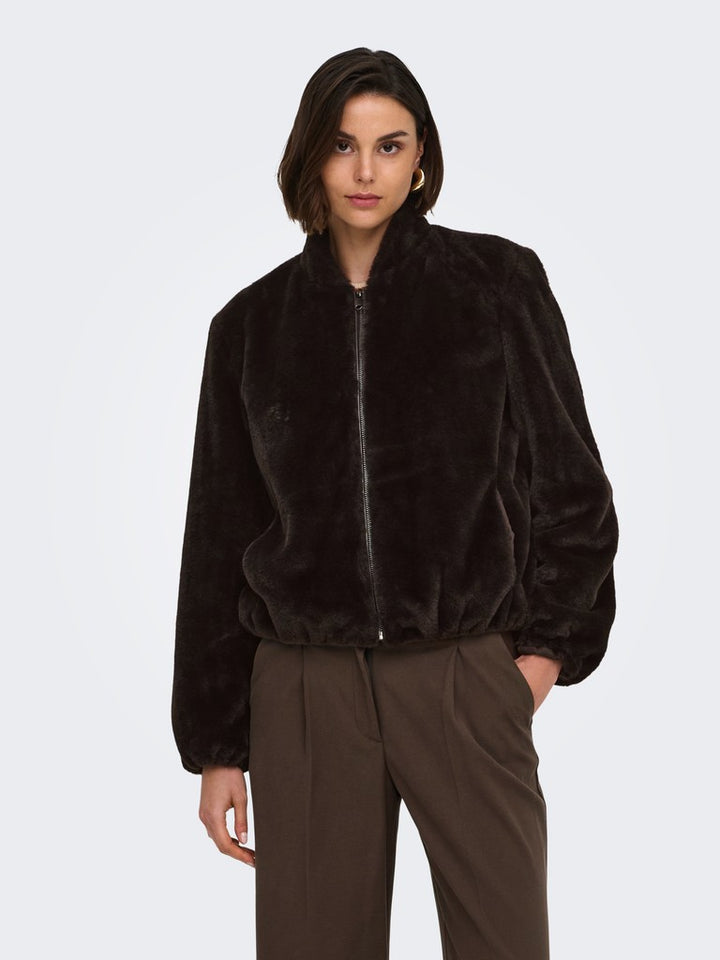 Jdymacy Faux Fur Balloon Jacket Otw Qiq - Bruin