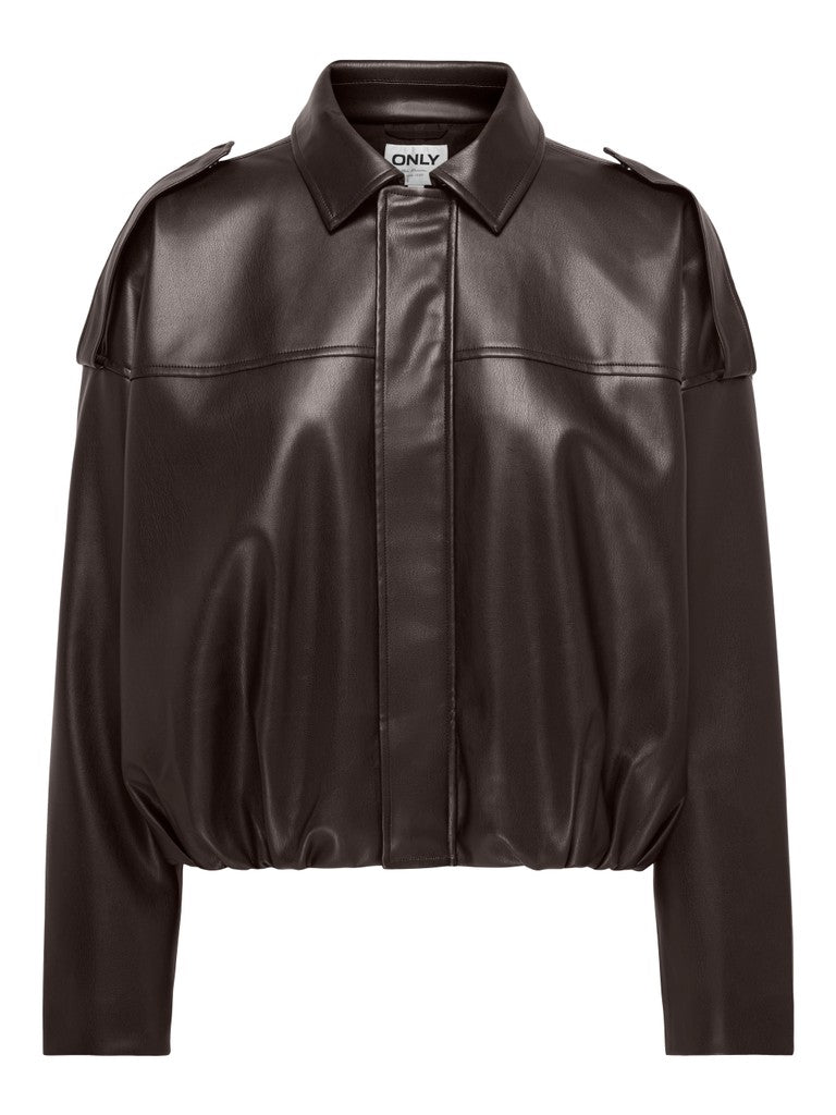 Onlmoon-neli L/s Faux Leather Bomber Pnt - Bruin