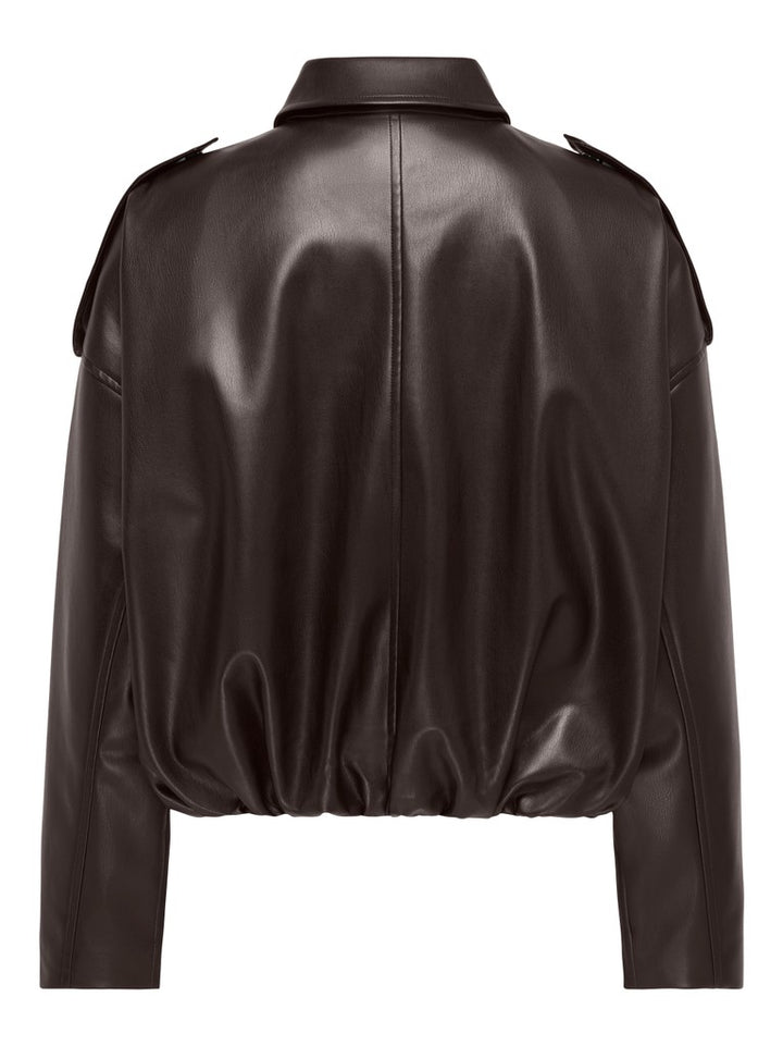Onlmoon-neli L/s Faux Leather Bomber Pnt - Bruin