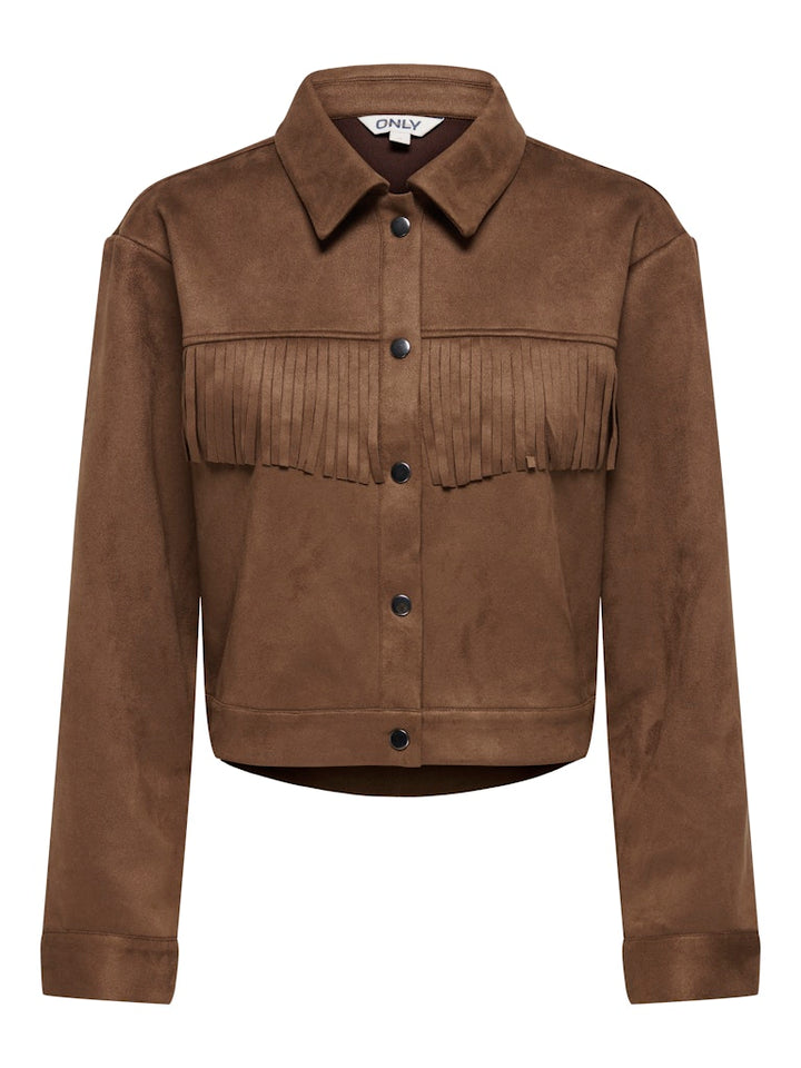 Onlylva Ls Faux Suede Frill Jacket - Cognac