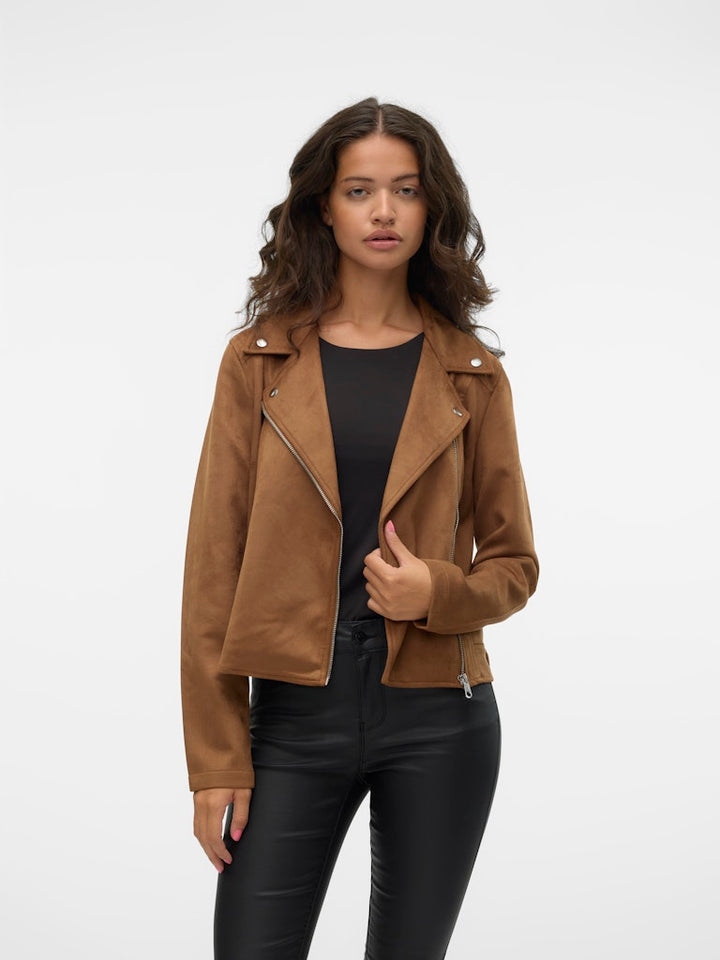 Vmjose Ss24 Short Faux Suede Jacket - Cognac