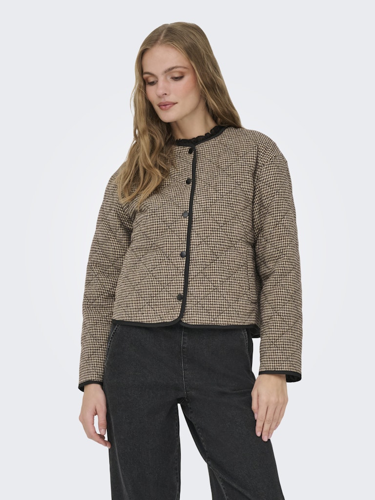 Jdyemery L/s Quilted Shacket Wvn - Bruin Dessin