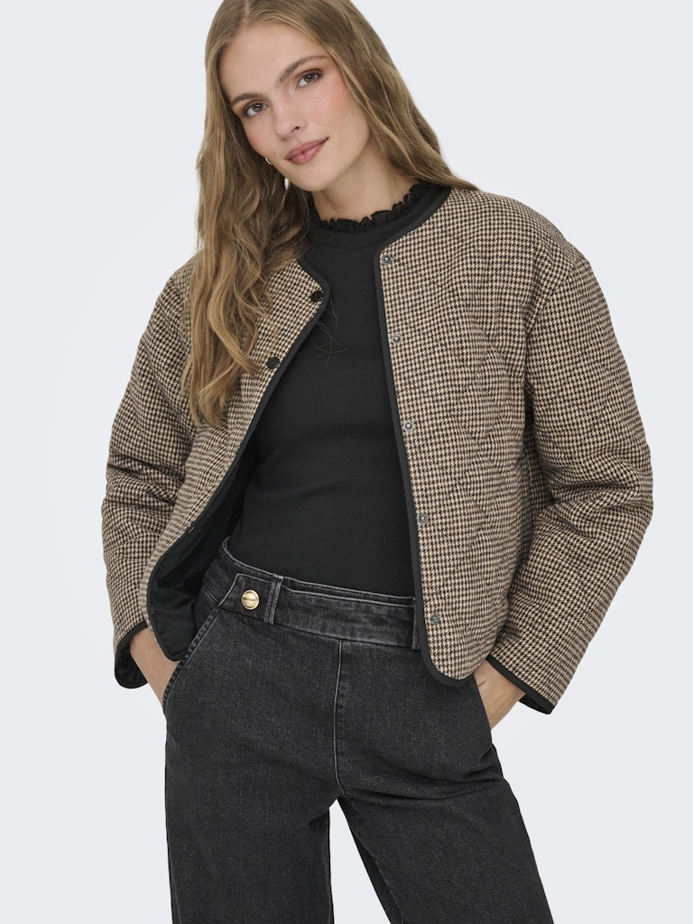 Jdyemery L/s Quilted Shacket Wvn - Bruin Dessin