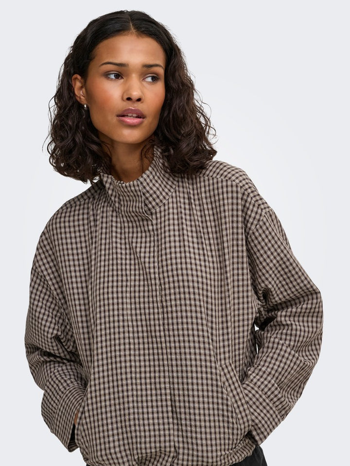 Jdyumi L/s Check Jacket Wvn Exp - Bruin Dessin