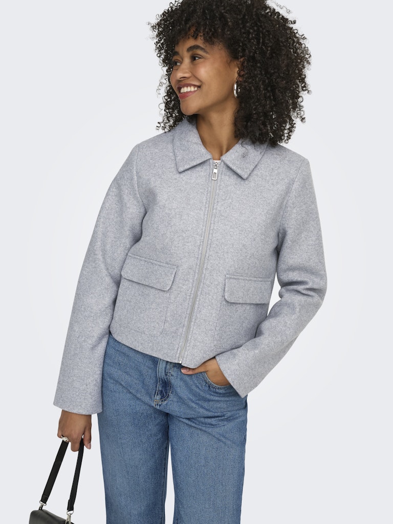 Onlvela Zip Short Jacket - Grijs Melee