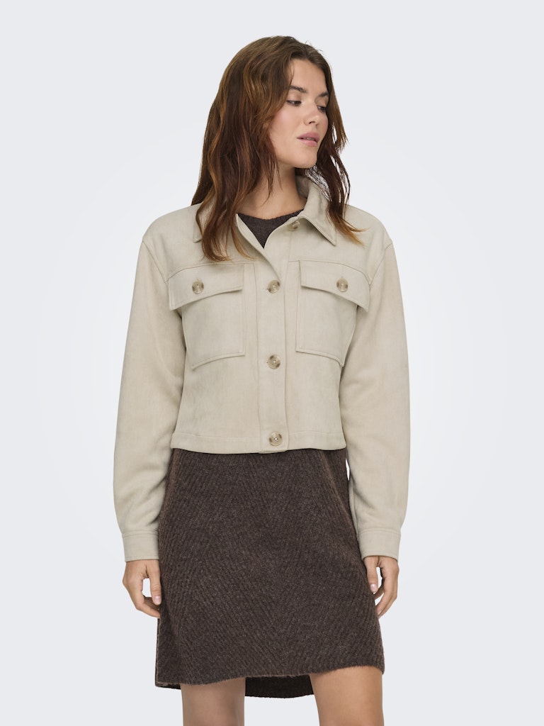 Onlbelicia Life Faux Suede Jacket Cc Otw - Beige