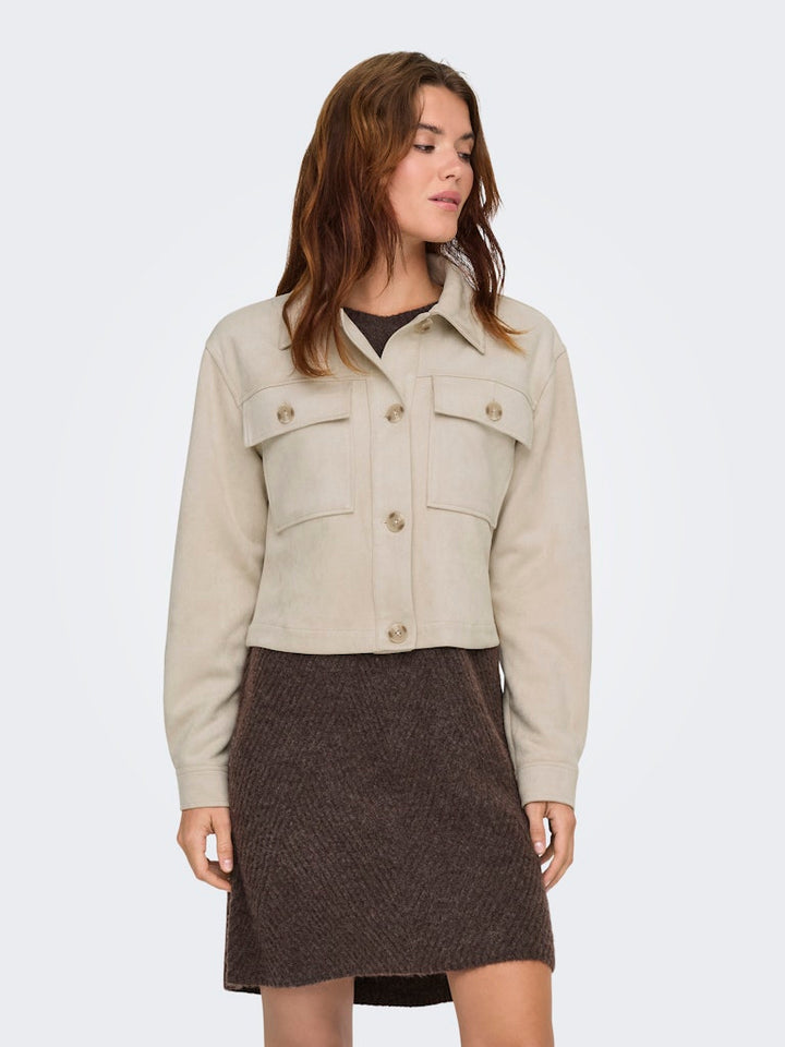 Onlbelicia Life Faux Suede Jacket Cc Otw - Beige