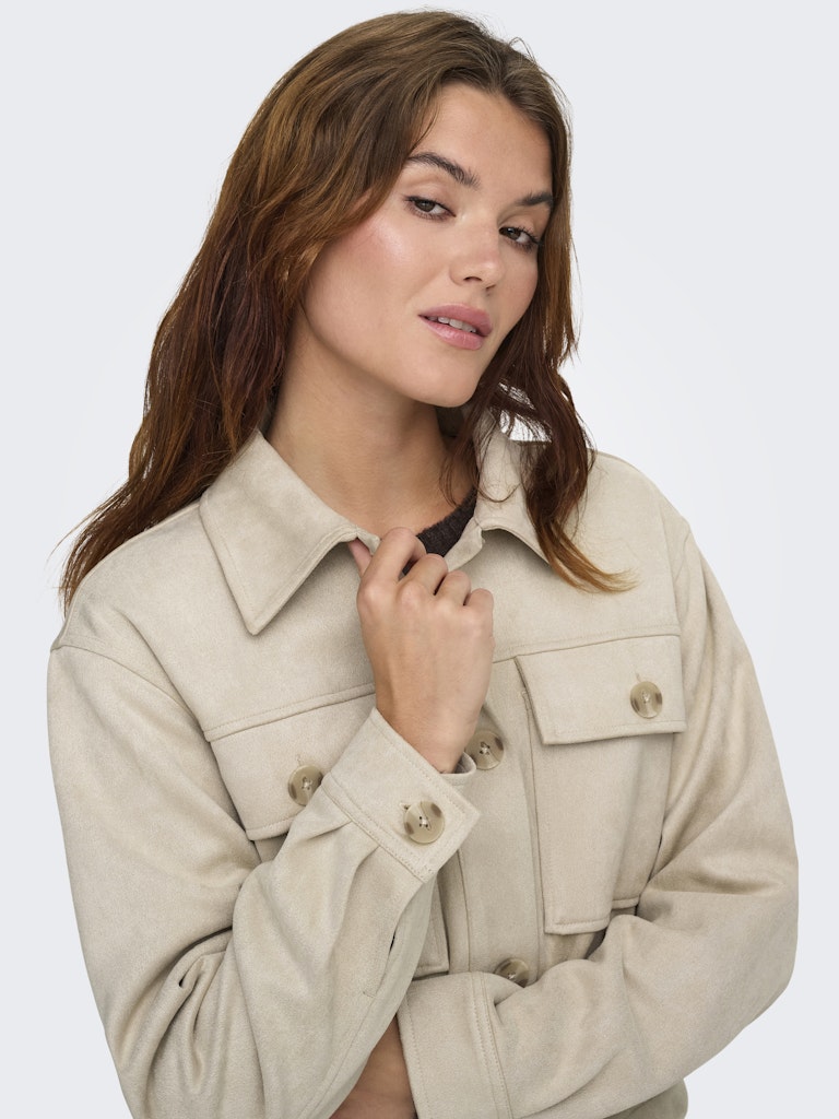 Onlbelicia Life Faux Suede Jacket Cc Otw - Beige