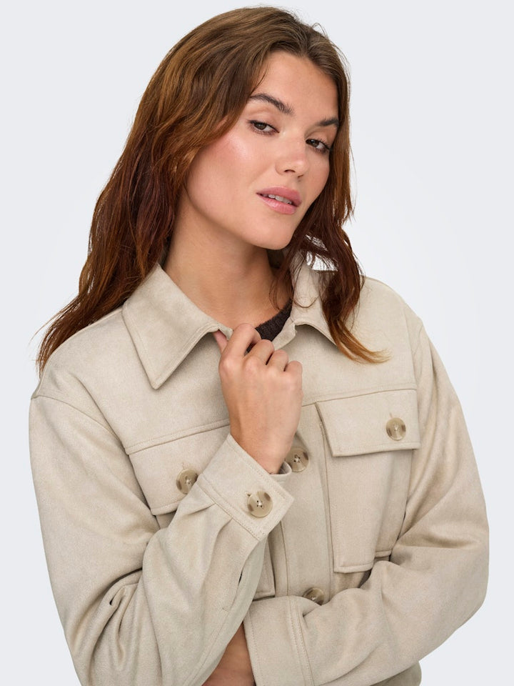 Onlbelicia Life Faux Suede Jacket Cc Otw - Beige