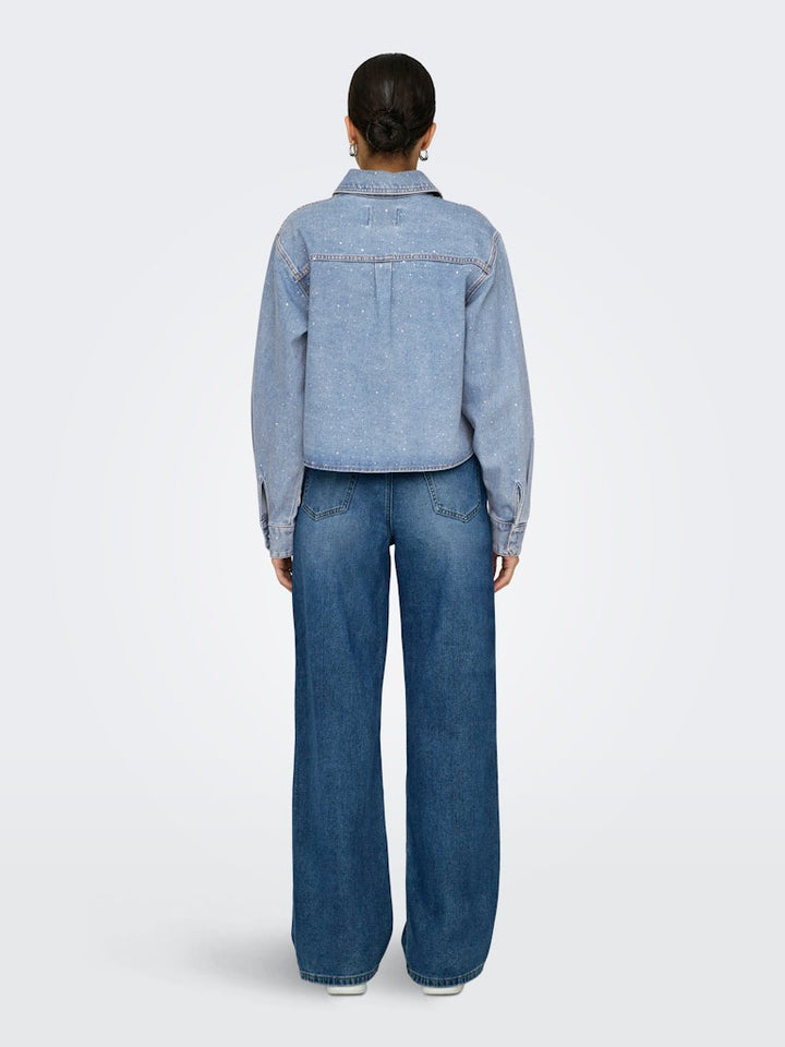 Onlmaggiemay L/s Rhinest Dnm Shirt - Blue Denim