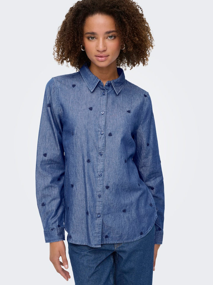 Jdylove L/s Embr Shirt - Blue Denim