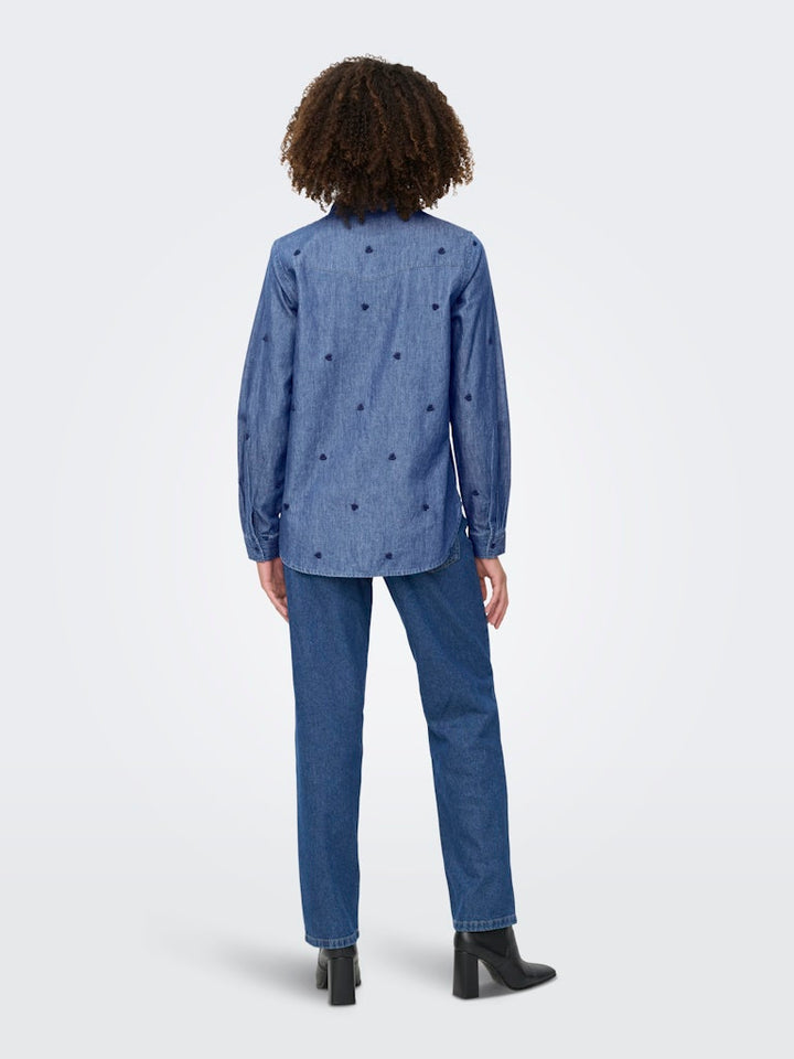 Jdylove L/s Embr Shirt - Blue Denim