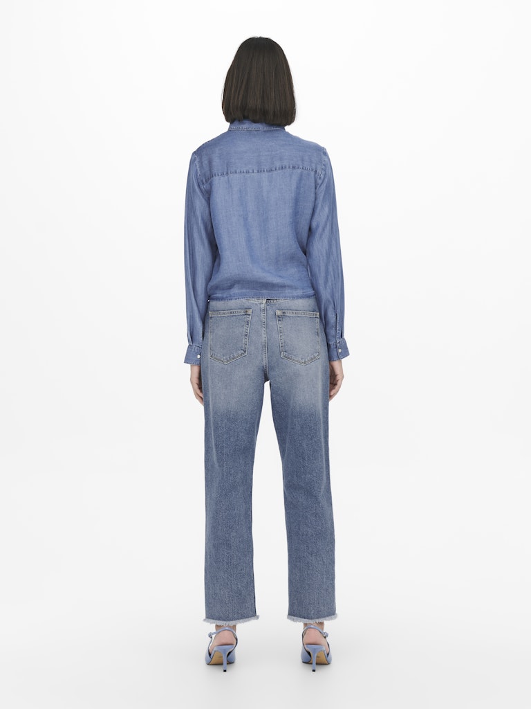 Jdyjasper L/s Knot Shirt Wvn - Blue Denim