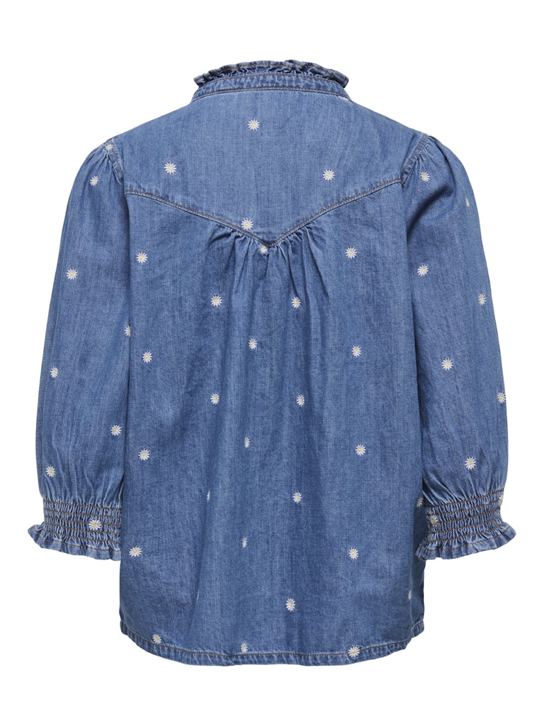 Onlraya Daisy Emb 3/4 Shirt Dnm Akm - Blue Denim