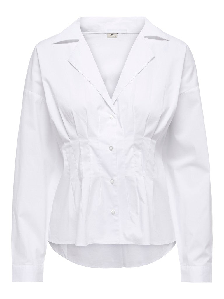 Jdymio L/s Fitted V-neck Shirt Wvn Exp - Wit