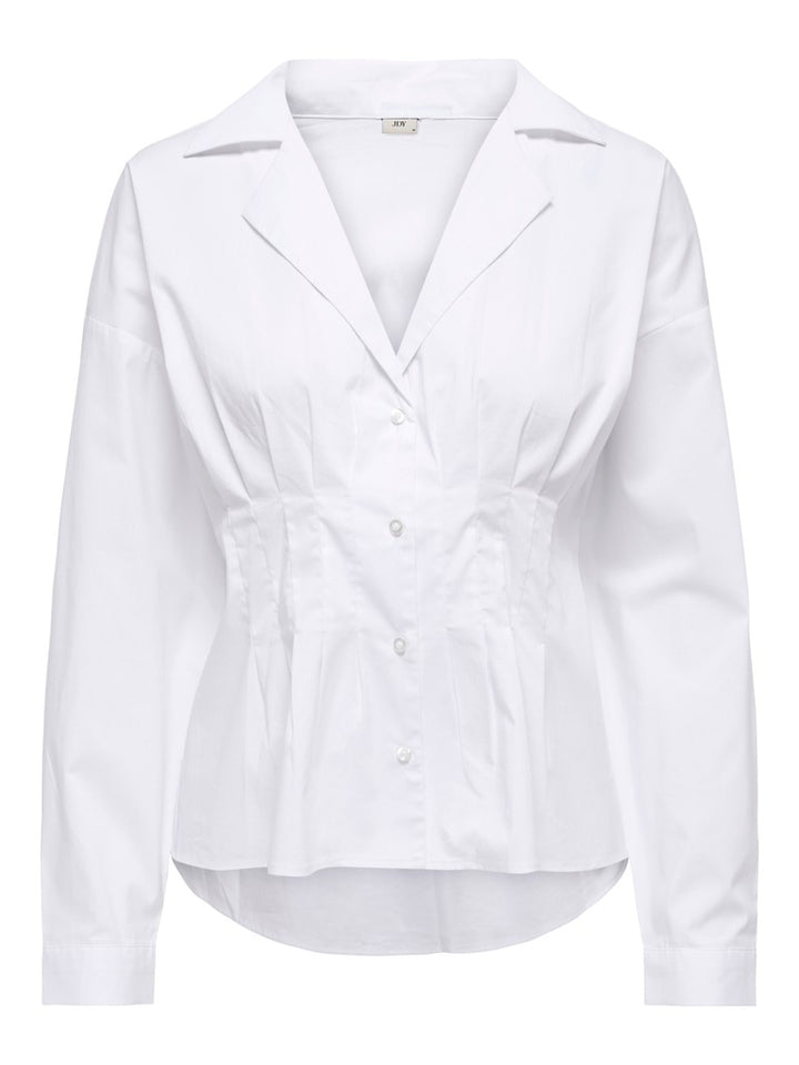 Jdymio L/s Fitted V-neck Shirt Wvn Exp - Wit