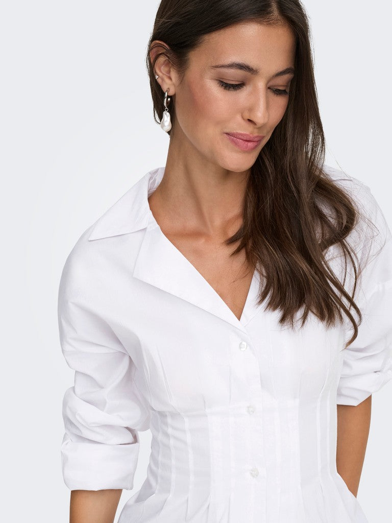 Jdymio L/s Fitted V-neck Shirt Wvn Exp - Wit