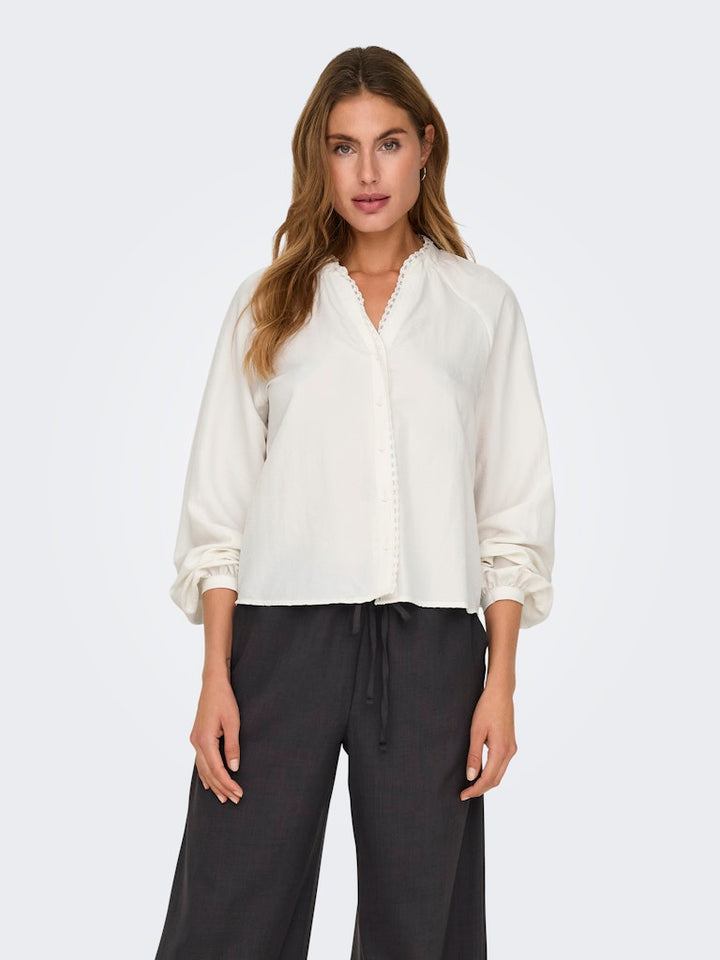 Jdyloli L/s Lace Shirt Wvn Dia - Off-white